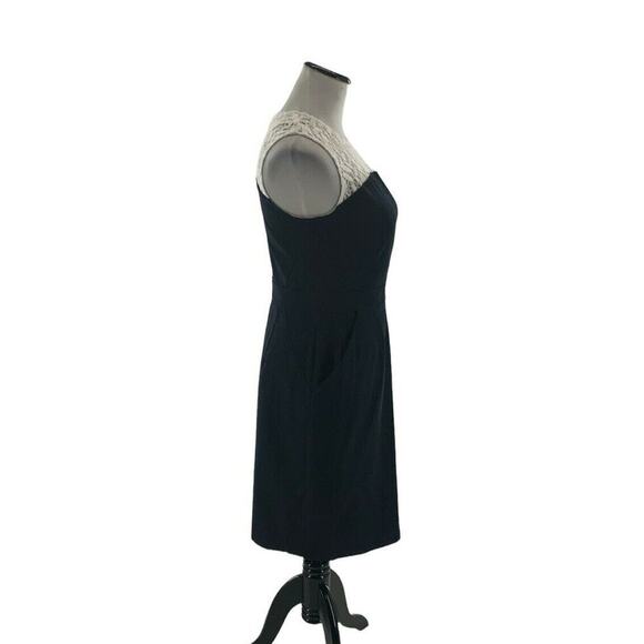 Studio One Dress Women Size 6 Embroidered Sheer Neckline Knee Length Back Zipper - Picture 2 of 10